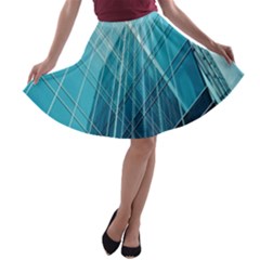 Glass Bulding A-line Skater Skirt by BangZart