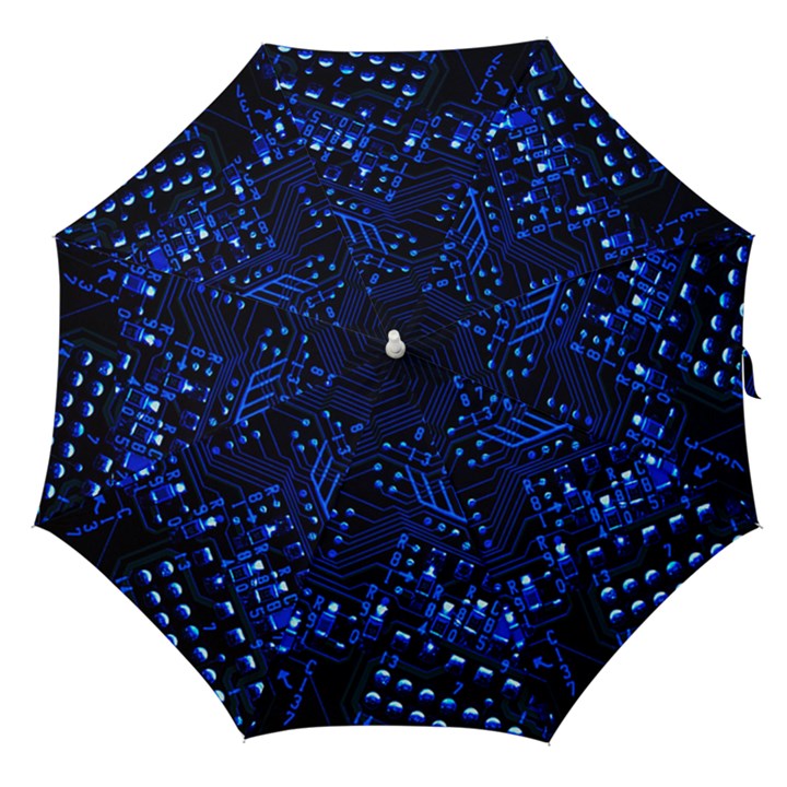 Blue Circuit Technology Image Straight Umbrellas