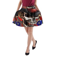 Confederate Flag Usa America United States Csa Civil War Rebel Dixie Military Poster Skull A-line Pocket Skirt by BangZart