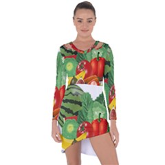 Fruits Vegetables Artichoke Banana Asymmetric Cut-out Shift Dress by Nexatart