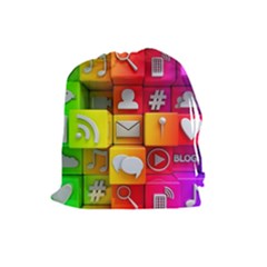 Colorful 3d Social Media Drawstring Pouches (large)  by BangZart