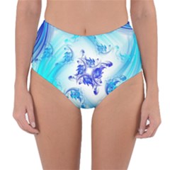 Summer Ice Flower Reversible High-waist Bikini Bottoms by designsbyamerianna