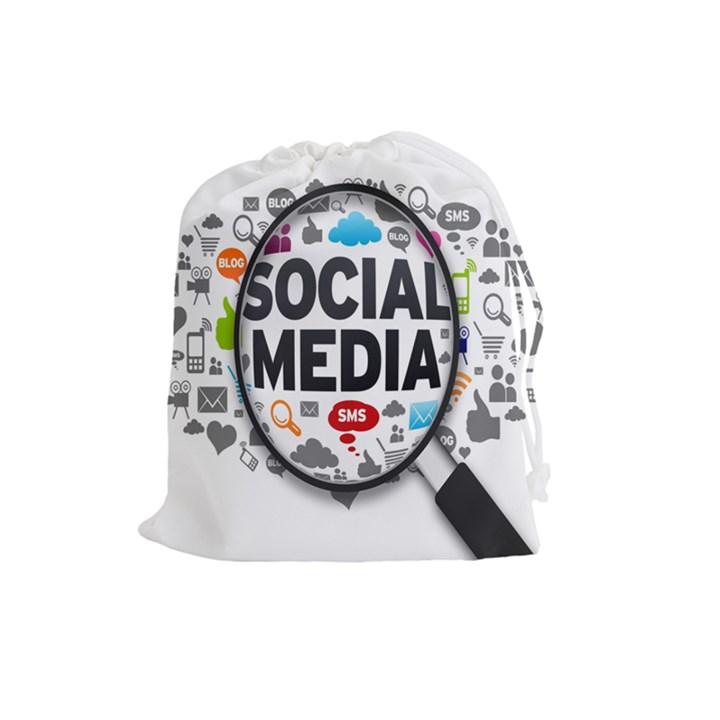 Social Media Computer Internet Typography Text Poster Drawstring Pouches (Large) 