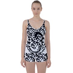 Ying Yang Tattoo Tie Front Two Piece Tankini by BangZart