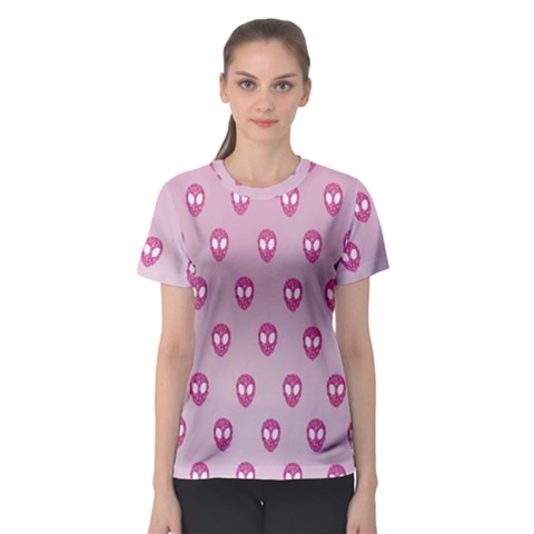 Alien Pattern Pink Women s Sport Mesh Tee by BangZart