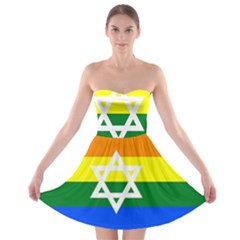 Gay Pride Israel Flag Strapless Bra Top Dress by Valentinaart