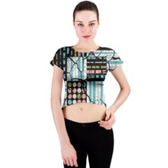 Distressed Pattern Crew Neck Crop Top by linceazul