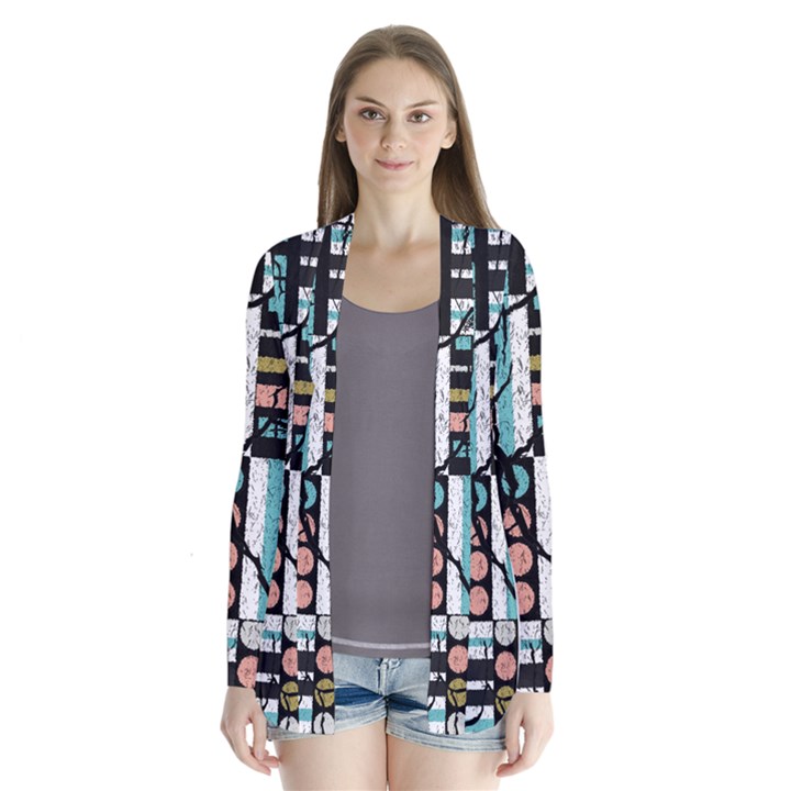 Distressed Pattern Drape Collar Cardigan