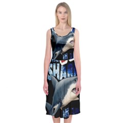 The Shark Movie Midi Sleeveless Dress by Valentinaart