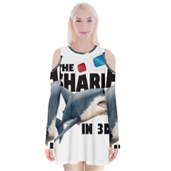 The Shark Movie Velvet Long Sleeve Shoulder Cutout Dress by Valentinaart