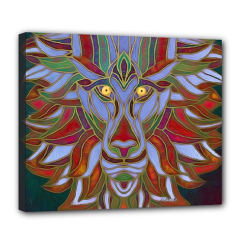 Surreal Lion Face Painting Deluxe Canvas 24  X 20   by GabriellaDavid