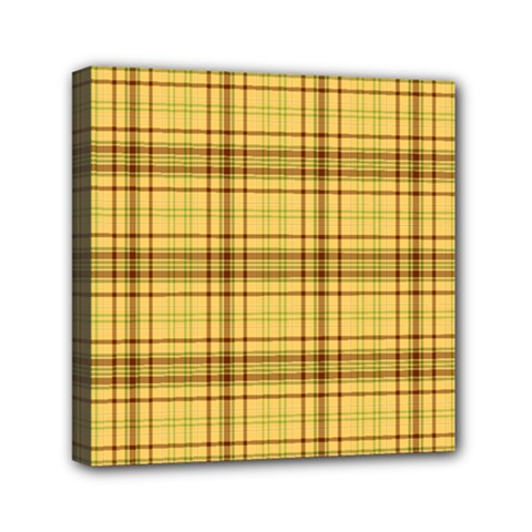 Plaid Yellow Fabric Texture Pattern Mini Canvas 6  X 6  by paulaoliveiradesign