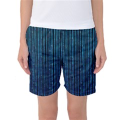 Stylish Abstract Blue Strips Women s Basketball Shorts by gatterwe