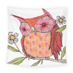 Summer Colourful Owl T Shirt Square Tapestry (large) by AmeeaDesign