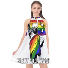 Lgbt New York Halter Neckline Chiffon Dress  by Valentinaart