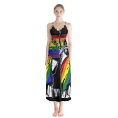 Lgbt New York Button Up Chiffon Maxi Dress by Valentinaart