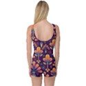 Floral Abstract Purple Pattern One Piece Boyleg Swimsuit View2