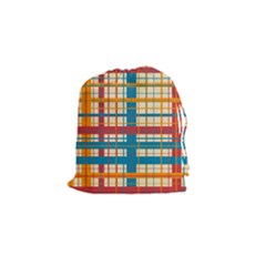 Plaid Pattern Drawstring Pouches (small)  by linceazul