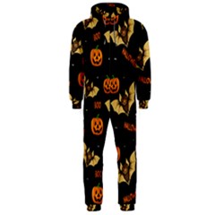 Bat, Pumpkin And Spider Pattern Hooded Jumpsuit (men)  by Valentinaart