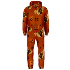 Bat, Pumpkin And Spider Pattern Hooded Jumpsuit (men)  by Valentinaart