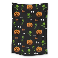 Pumpkins - Halloween Pattern Large Tapestry by Valentinaart