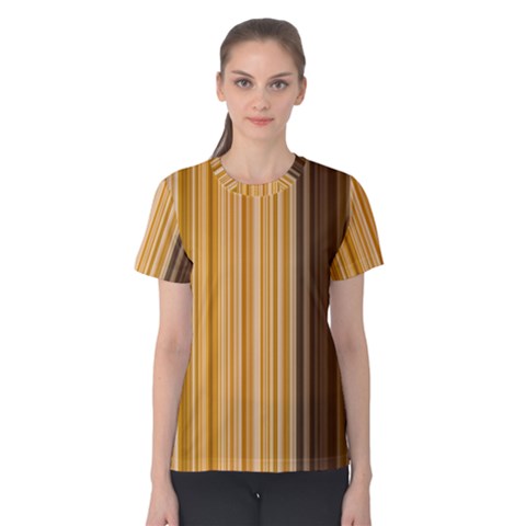 Brown Verticals Lines Stripes Colorful Women s Cotton Tee by Mariart