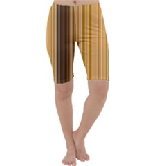 Brown Verticals Lines Stripes Colorful Cropped Leggings  by Mariart