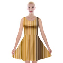 Brown Verticals Lines Stripes Colorful Velvet Skater Dress by Mariart