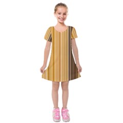 Brown Verticals Lines Stripes Colorful Kids  Short Sleeve Velvet Dress by Mariart