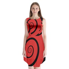 Double Spiral Thick Lines Black Red Sleeveless Chiffon Dress   by Mariart