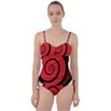 Double Spiral Thick Lines Black Red Sweetheart Tankini Set View1