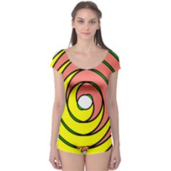 Double Spiral Thick Lines Circle Boyleg Leotard  by Mariart