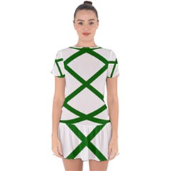 Lissajous Small Green Line Drop Hem Mini Chiffon Dress by Mariart