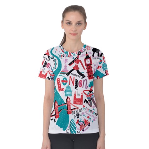 London Illustration City Women s Cotton Tee by Mariart