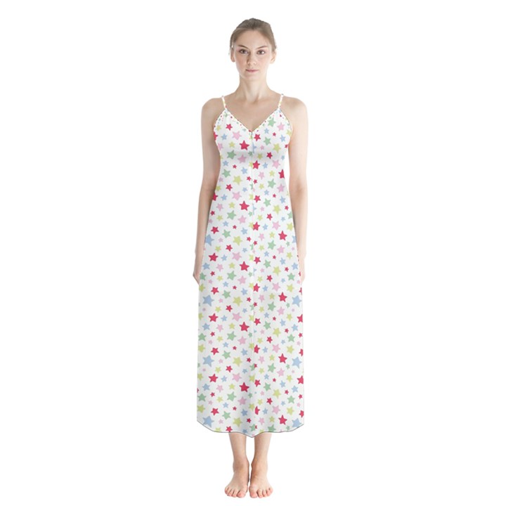 Star Rainboe Beauty Space Button Up Chiffon Maxi Dress