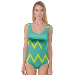 Waves Chevron Wave Green Yellow Sign Princess Tank Leotard  by Mariart