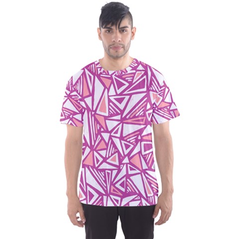 Conversational Triangles Pink White Men s Sports Mesh Tee by Mariart