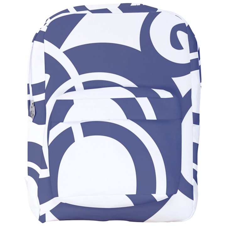 Garamond Blue White Wave Chevron Full Print Backpack