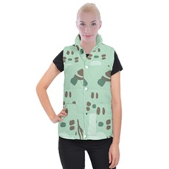 Lineless Background For Minty Wildlife Monster Women s Button Up Puffer Vest by Mariart