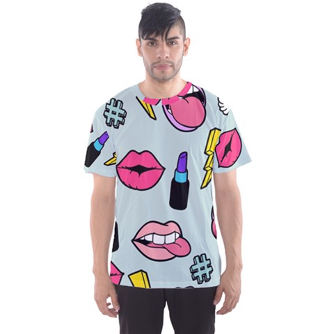 Lipstick Lips Heart Valentine Star Lightning Beauty Sexy Men s Sports Mesh Tee by Mariart