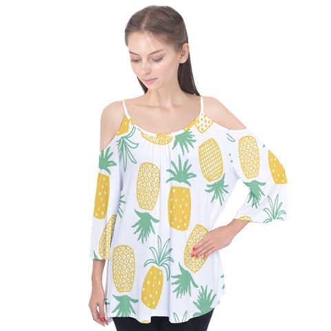 Pineapple Fruite Seamless Pattern Flutter Tees by Mariart