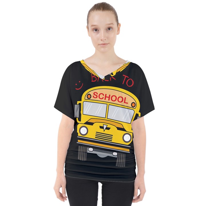 Back to school - school bus V-Neck Dolman Drape Top