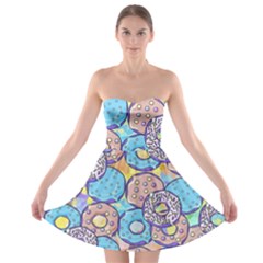 Donuts Pattern Strapless Bra Top Dress by ValentinaDesign