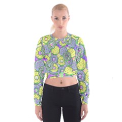 Donuts Pattern Cropped Sweatshirt by ValentinaDesign