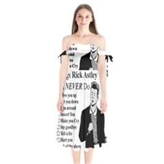 Rick Astley Shoulder Tie Bardot Midi Dress by Powwow