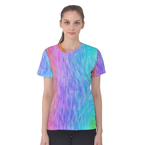 Aurora Rainbow Orange Pink Purple Blue Green Colorfull Women s Cotton Tee by Mariart