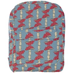 Mushroom Madness Red Grey Polka Dots Full Print Backpack by Mariart