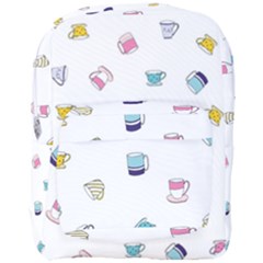 Tea Cup Mug Dringking Yellow Blue Grey Polka Dots Full Print Backpack by Mariart