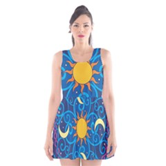 Sun Moon Star Space Vector Clipart Scoop Neck Skater Dress by Mariart