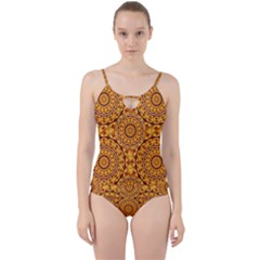 Golden Mandalas Pattern Cut Out Top Tankini Set by linceazul